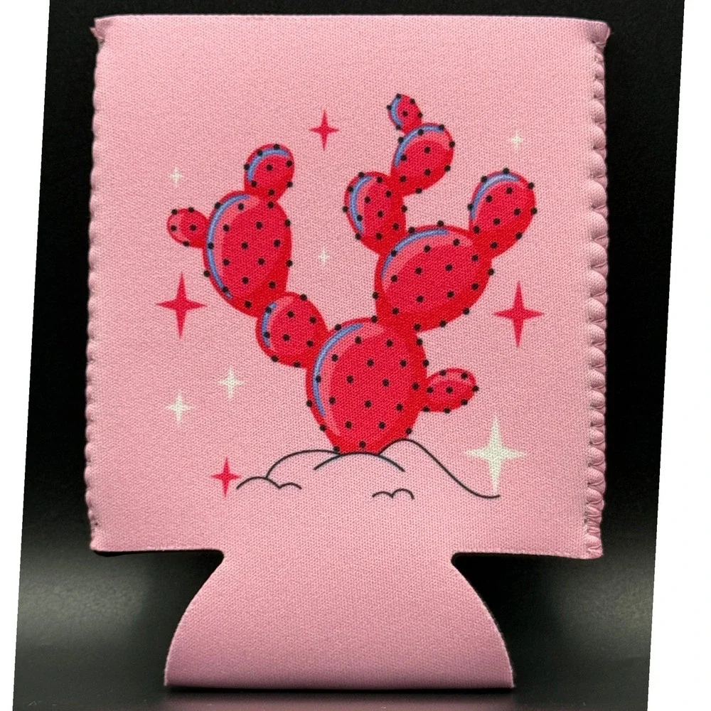 Pink Cactus Koozie Drink Cooler Sleeve Beverage‎ Holder Kawaii Desert Party